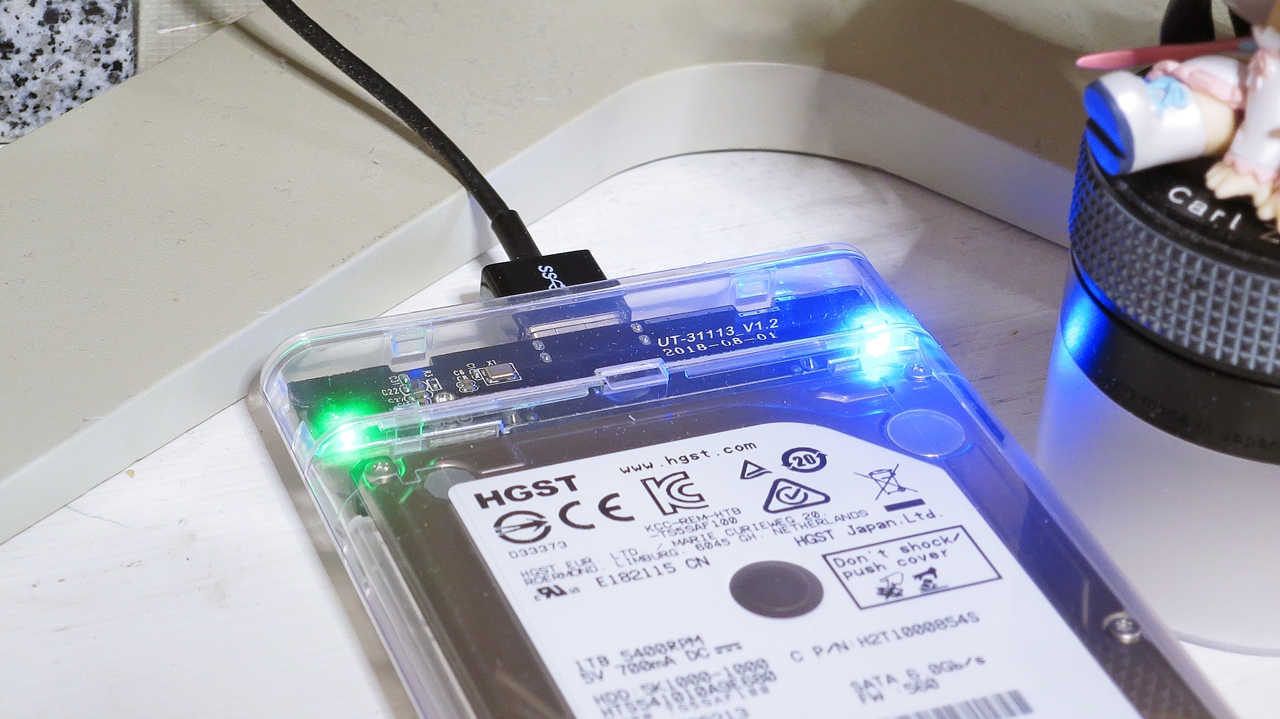 ELUTENG HDD SSD 透明ケース LEDインジケータ