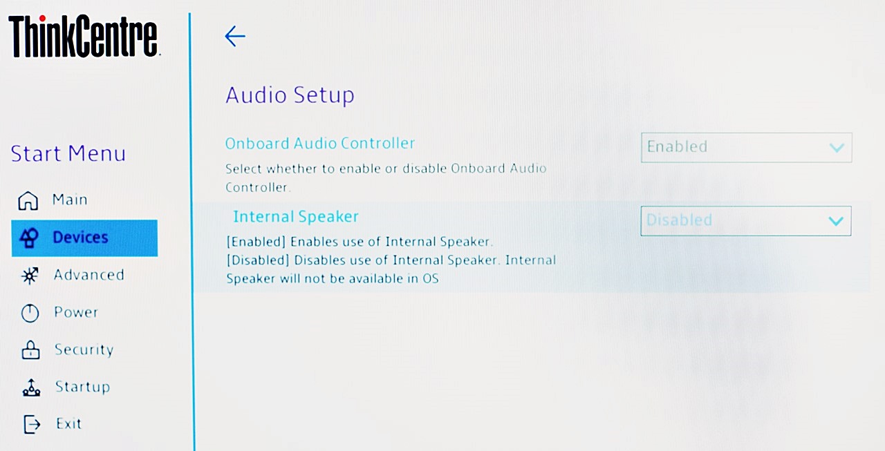 ThinkCentre M75q Tiny Gen2 Audio Setup 内蔵スピーカー
