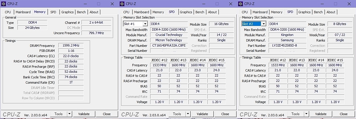CPU-Z デュアルチャンネルメモリ ThinkCentre M75q Tiny Gen2