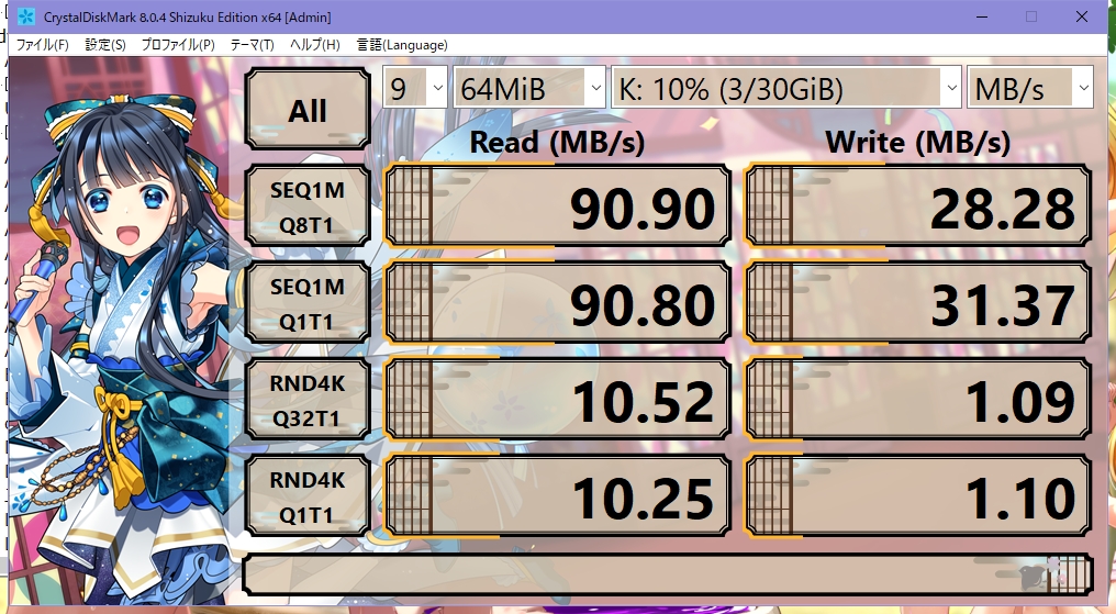 Transcend SDHCカード TS32GSDHC10U1 32GB CrystalDiskMark